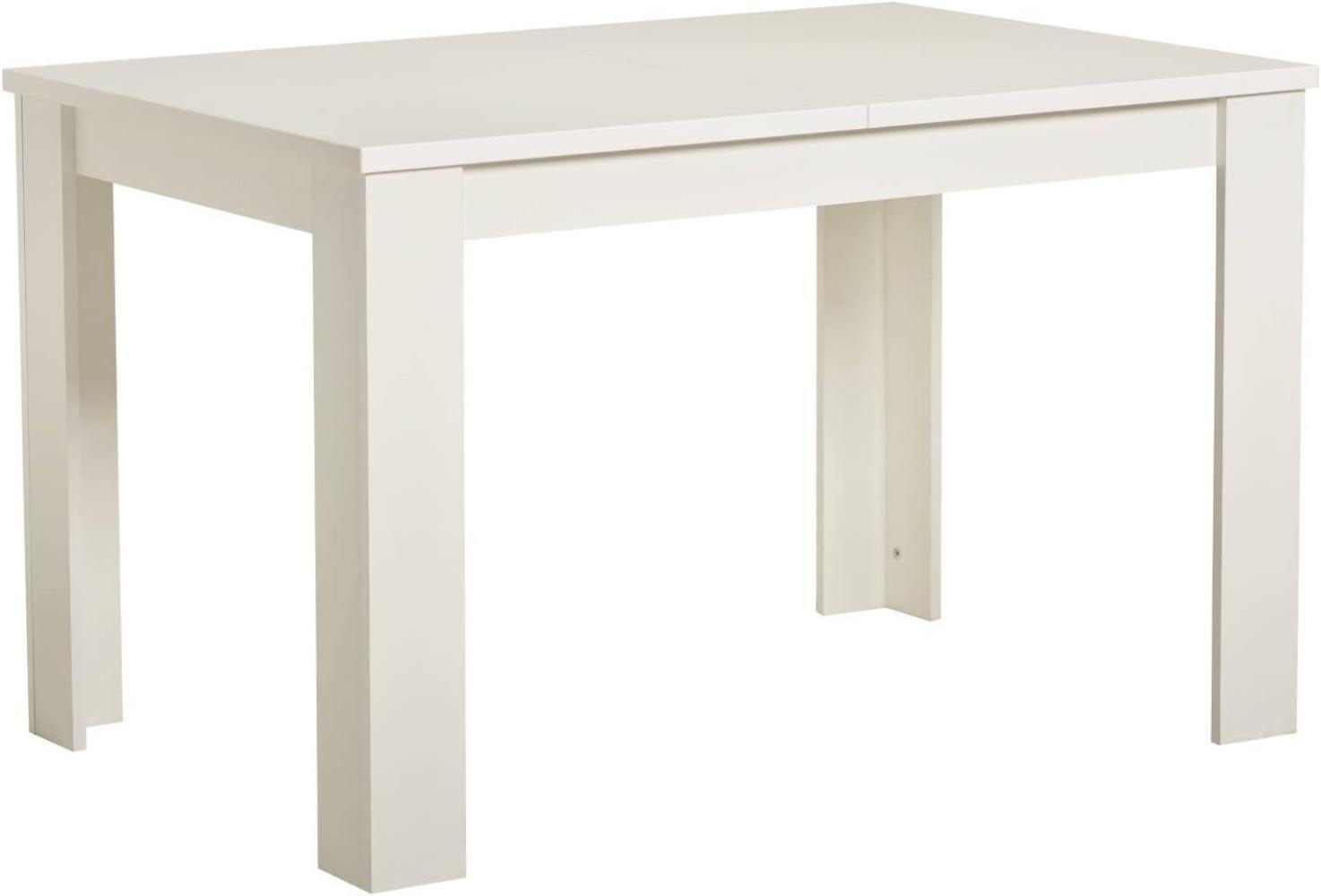 Esstisch ausziehbar Esszimmertisch Holztisch Küchentisch 120x80 cm Holz Massiv Weiß Bild 1