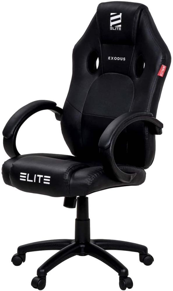 ELITE Gaming Stuhl MG100 EXODUS - Ergonomischer Bürostuhl - Schreibtischstuhl - Chefsessel - Sessel - Racing Gaming-Stuhl - Gamingstuhl - Drehstuhl - Chair - Kunstleder Sportsitz (Schwarz) Bild 1