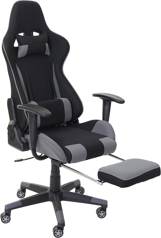 Relax-Bürostuhl HWC-D25 XXL, Schreibtischstuhl Gamingstuhl, 150kg belastbar Fußstütze Stoff/Textil ~ schwarz/grau Bild 1