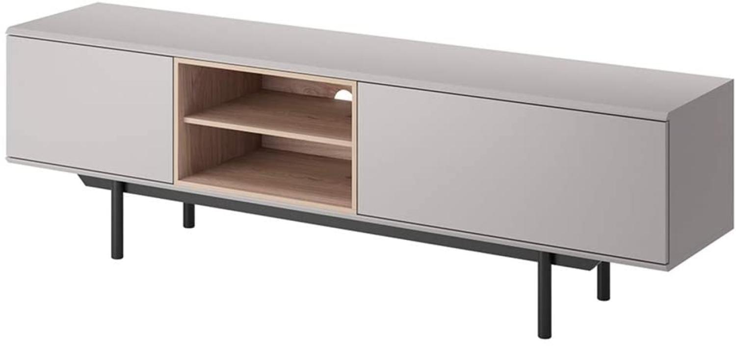Selsey Kannine - TV-Lowboard - TV-Tisch in Grau/Holzoptik mit schwarzen Holzfüßen, 175 cm breit Bild 1