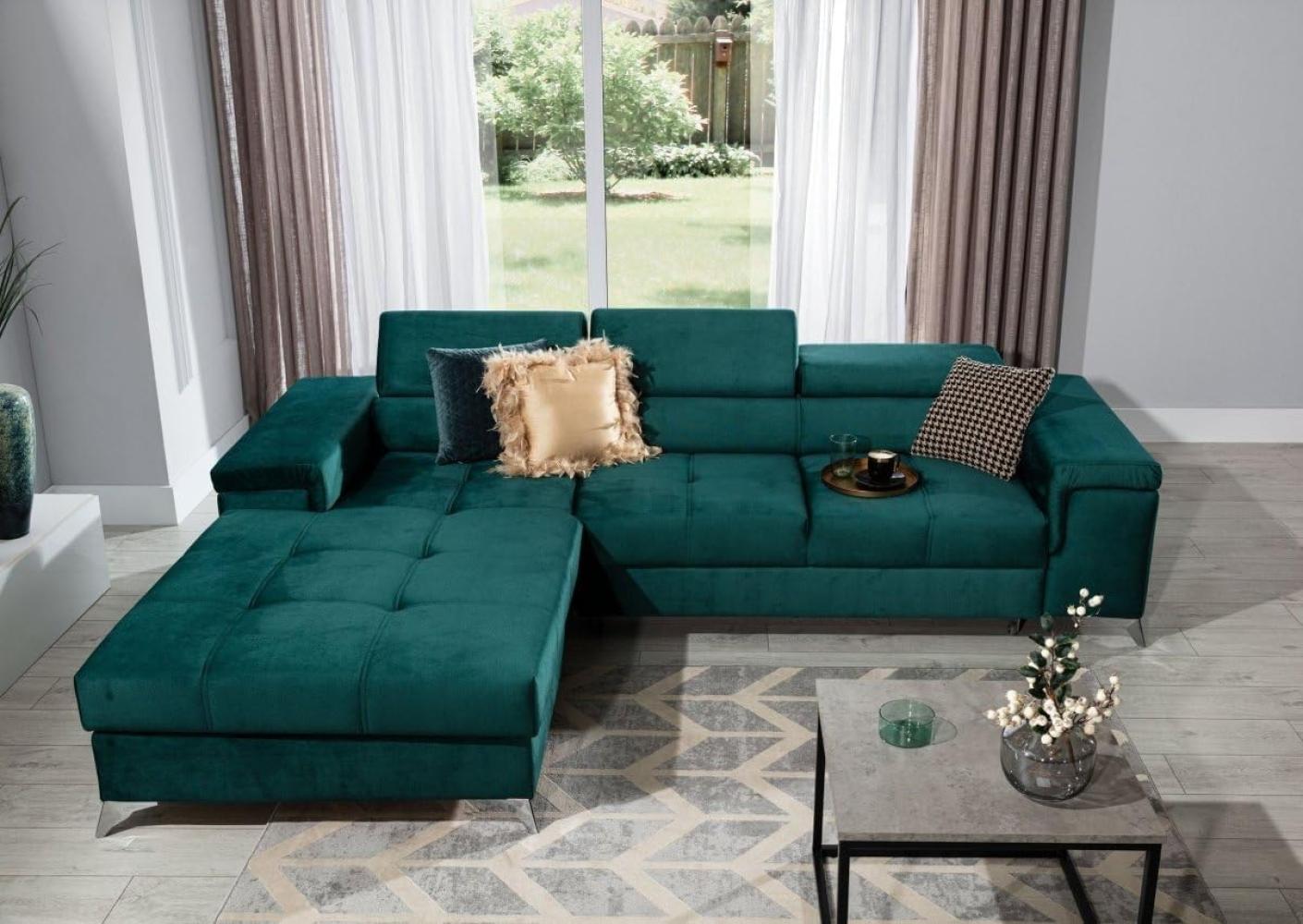 Designer Sofa Elegante mit Schlaf- und Klappfunktion Grün Links Bild 1