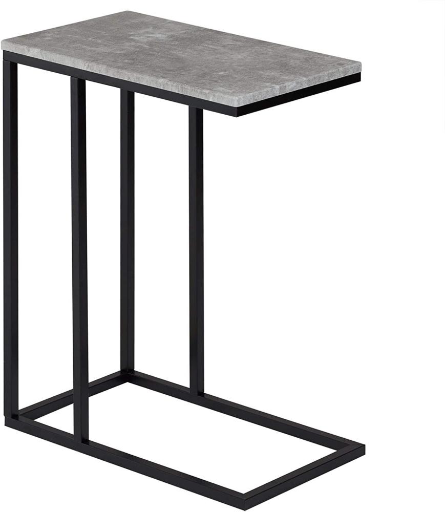 IDIMEX Beistelltisch Debora, praktischer Wohnzimmertisch in C-Form, schöner Couchtisch Tischplatte rechteckig in Wildeiche dunkel, eleganter Sofatisch mit Metallgestell in schwarz Bild 1