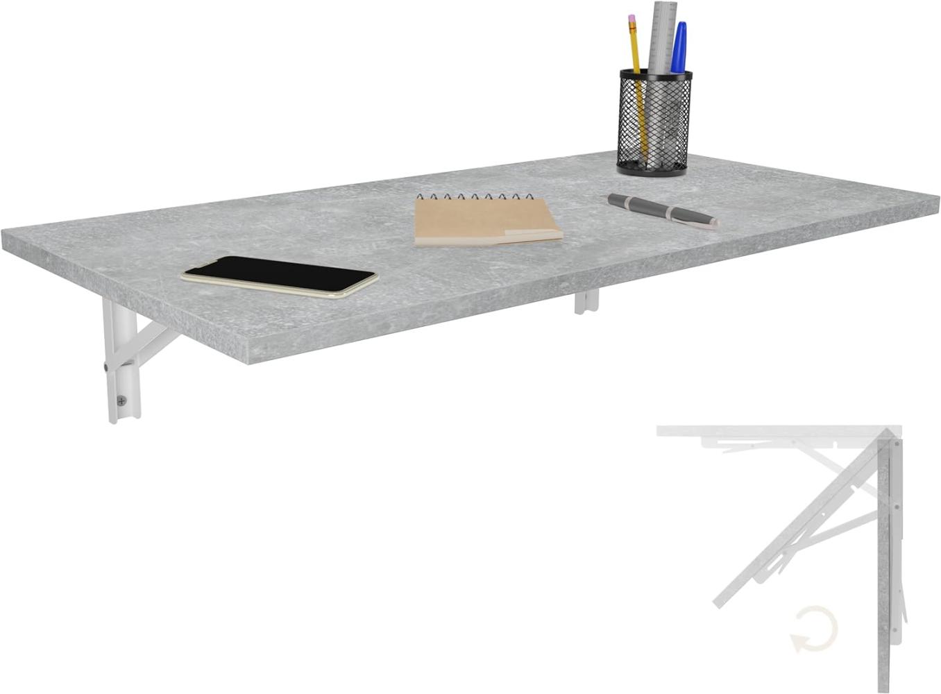 Wandklapptisch Schreibtisch Tischplatte 80x40 cm in Beton Klapptisch Esstisch Küchentisch für die Wand Bartisch Stehtisch Wandtisch Tisch klappbar zur Wandmontage im Büro Küche Bild 1