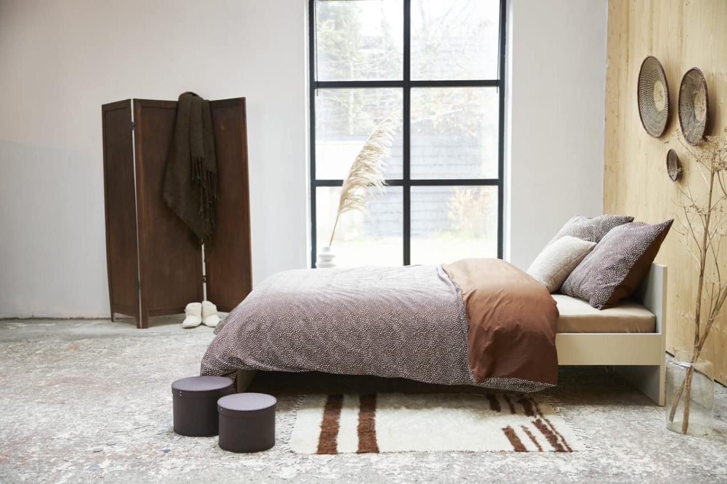 Meyco Home Cheetah/Uni Bettwäsche Doppelbett (Baumwolle, atmungsaktives Material, einfache Pflege, praktischer Einschlagstreifen, Maße: 200 x 200/220 cm), Schokolade Bild 1