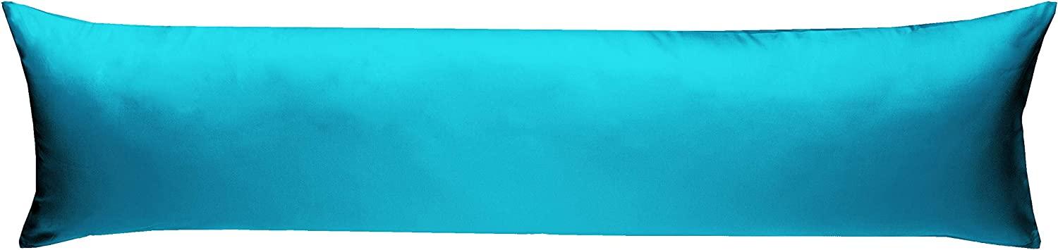 Mako-Satin Seitenschläferkissen Bezug uni / einfarbig türkis 40x145 cm von Bettwaesche-mit-Stil Bild 1
