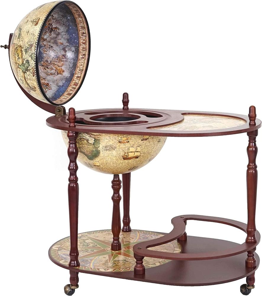 Globusbar mit Tisch HWC-D84, Minibar Hausbar Tischbar, Weltkugel Ø 42cm rollbar Eukalyptusholz MVG-zertifiziert Bild 1