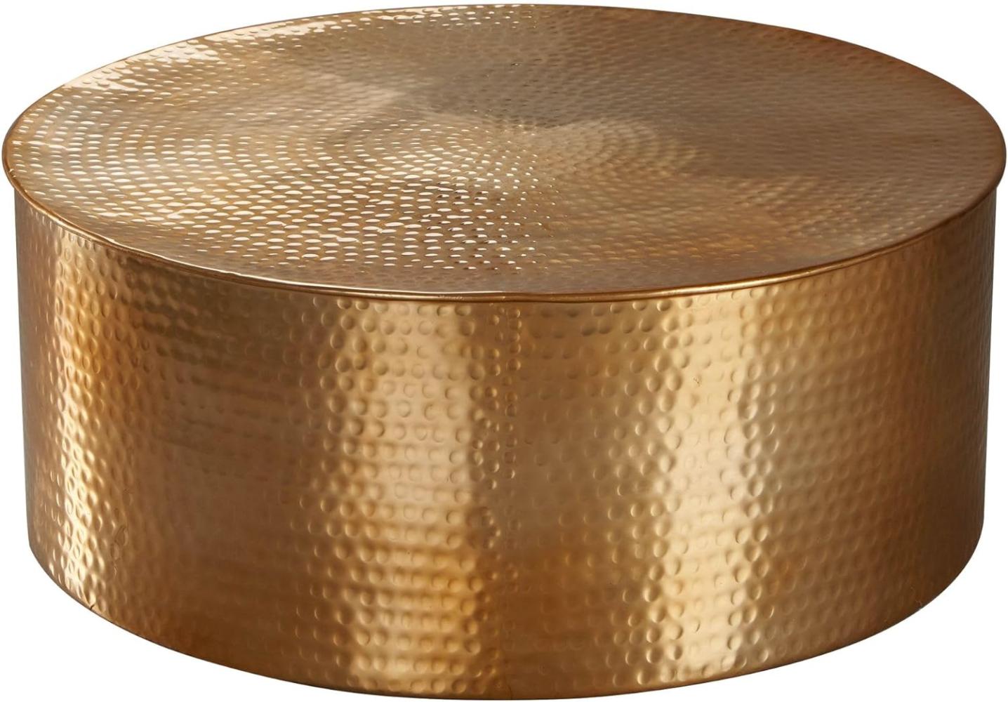 Wohnling Couchtisch RAHIM 75 x 31 x 75 cm Aluminium Beistelltisch orientalisch rund, Gold Bild 1