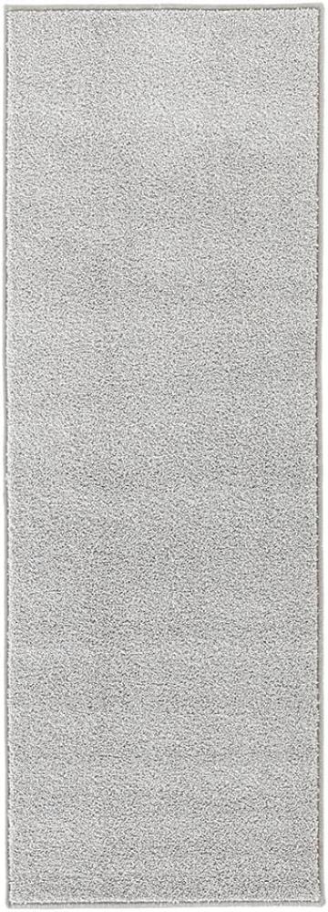 Kurzflor Teppich Pure Uni Grau - 80x400x1,3cm Bild 1