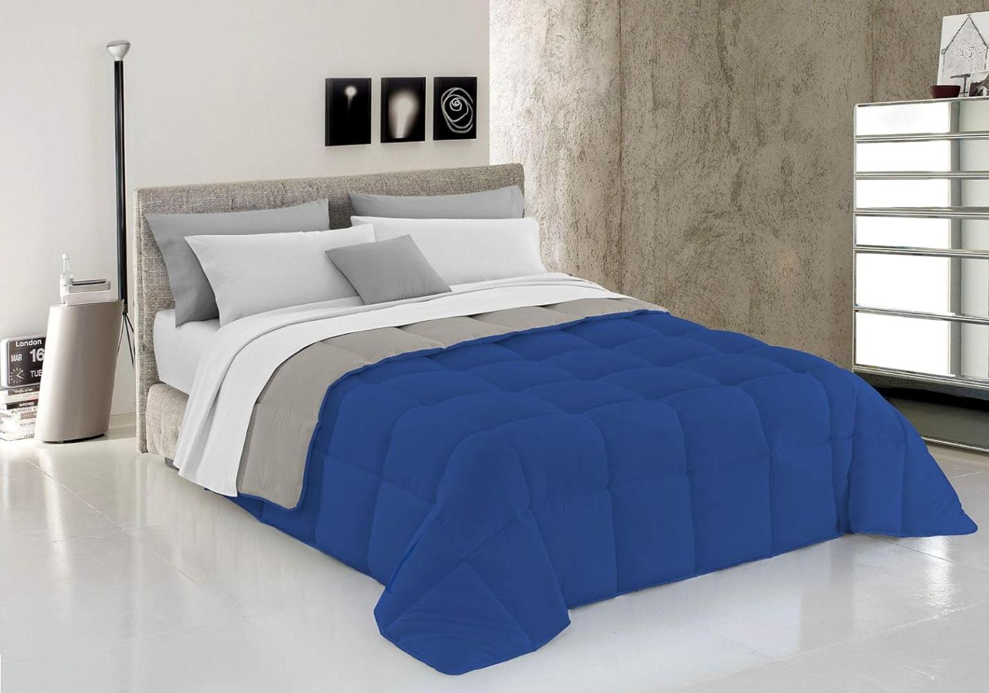 Italian Bed Linen Wintersteppdecke Elegant, Royal/Hellgrau, Doppelte, 100% Mikrofaser, 260x260cm Bild 1