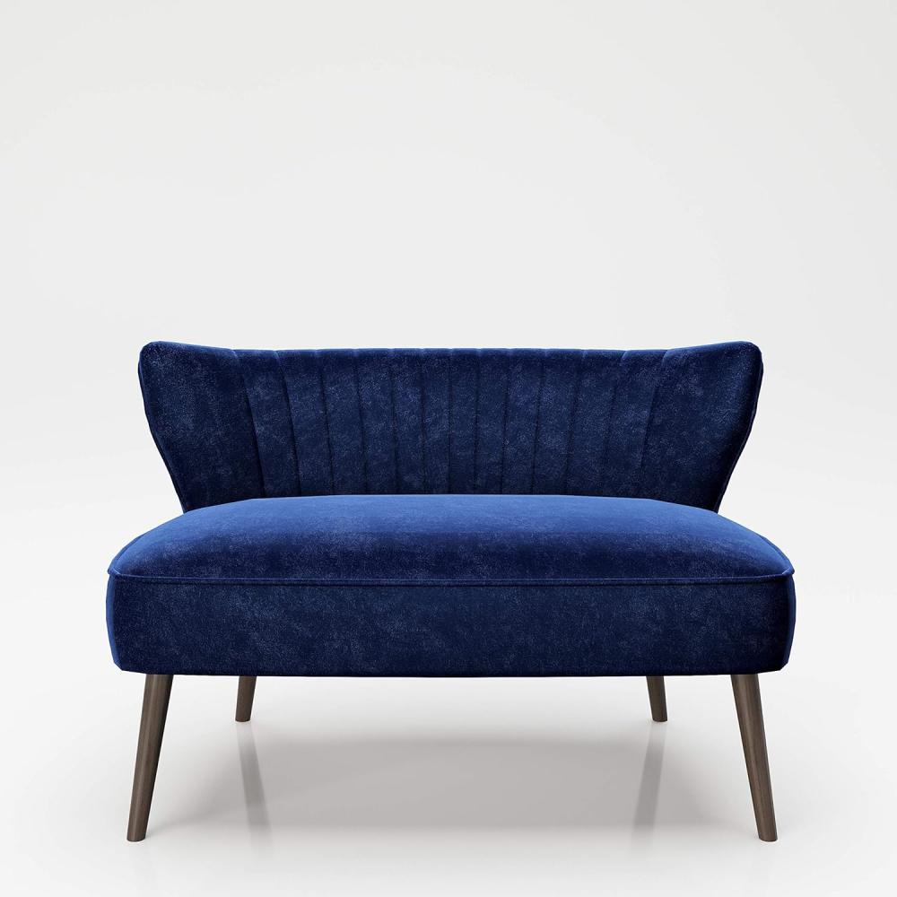PLAYBOY - Sofa "KELLY", gepolsterter Loveseat mit Rückenlehne, Samtstoff in Blau mit Massivholzfüssen Bild 1