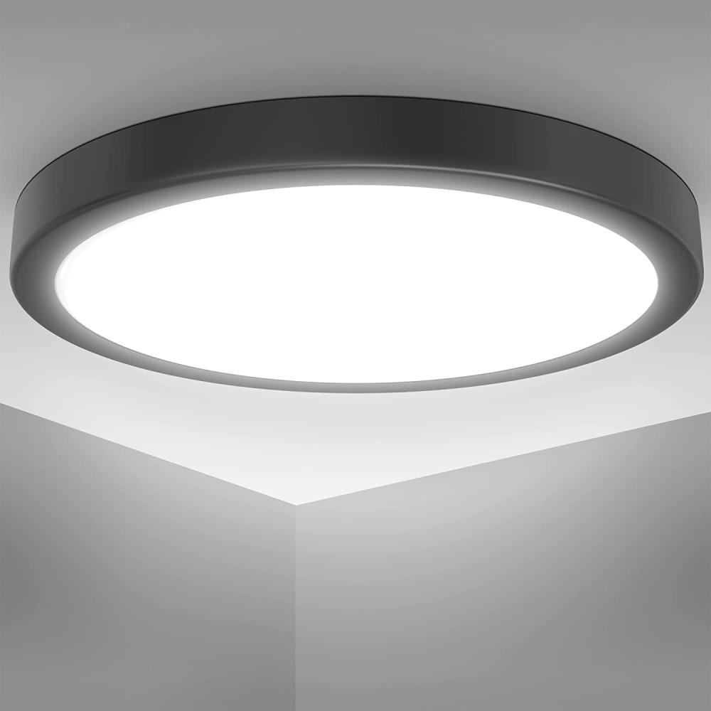 LED Deckenlampe modern flach 24W schwarz Küchen-Deckenlampe Flurleuchte 38cm Bild 1