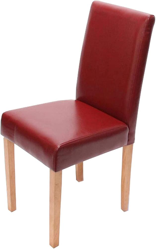 Esszimmerstuhl Littau, Küchenstuhl Stuhl, Kunstleder ~ rot, helle Beine Bild 1