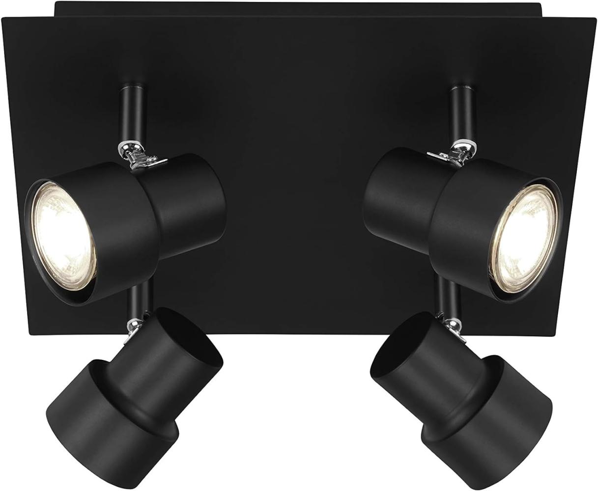 Briloner Leuchten LED Deckenspot, Deckenleuchte 4-flammig, Strahler dreh-und schwenkbar, 4x GU10, 5 Watt, 460 Lumen, 3. 000 Kelvin, Schwarz Bild 1