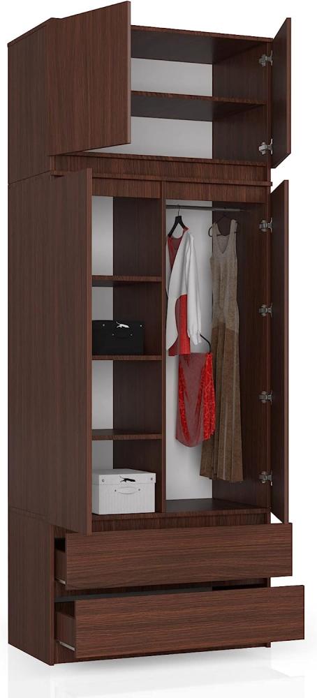 BDW Kleiderschrank 4 Türen, 4 Einlegeböden, Kleiderbügel, 2 Schubladen Kleiderschrank für das Schlafzimmer Wohnzimmer Diele 234x90x51cm (Venga) Bild 1