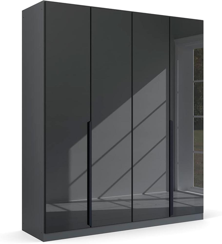 Kleiderschrank Drehtürenschrank Modern | 4-türig | grau metallic / Glas basalt | 181x210 Bild 1