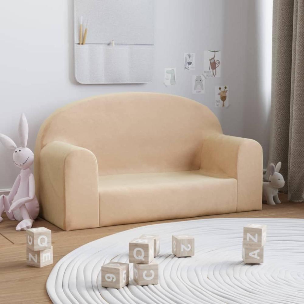 vidaXL Kindersofa 2-Sitzer Creme Weich Plüsch Bild 1