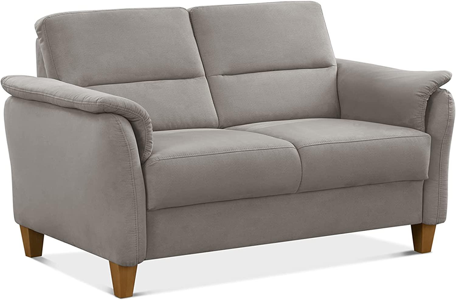 CAVADORE 2er-Sofa Palera mit Federkern / Kompakte Zweisitzer-Couch im Landhaus-Stil / passender Sessel und Hocker optional / 149 x 89 x 89 / Mikrofaser, Hellgrau Bild 1