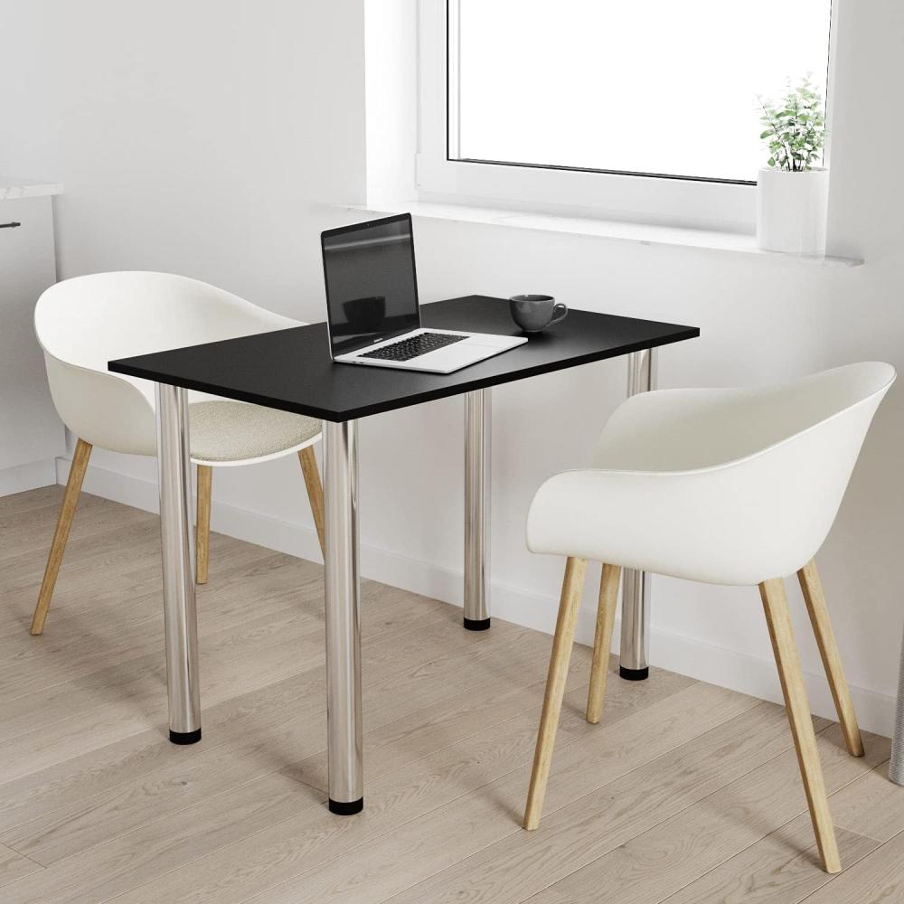 100x50 | Esszimmertisch - Esstisch - Tisch mit Chrombeinen - Küchentisch - Bürotisch | SCHWARZ Bild 1
