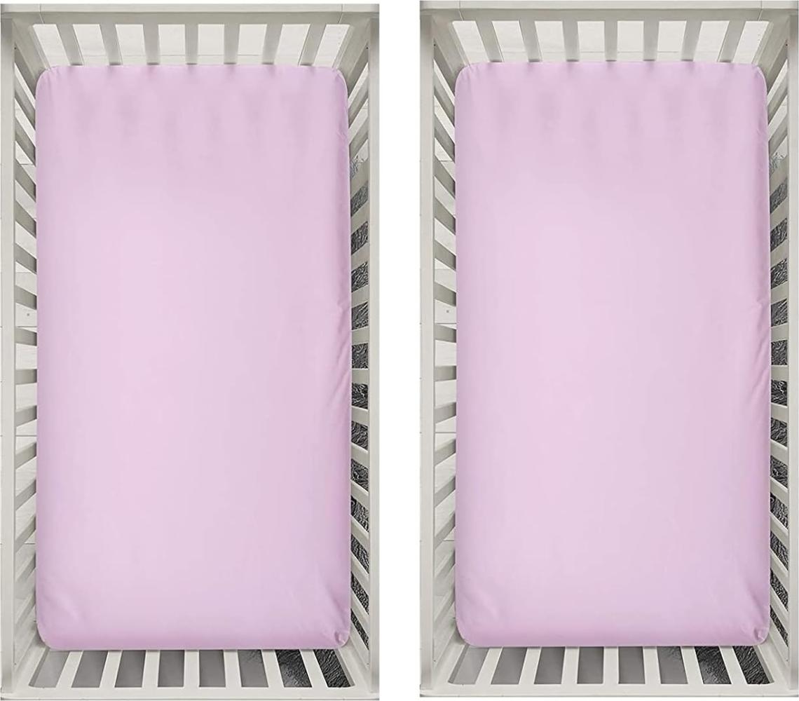 DuDu N Girlie für Kinderbett, Baumwolle Jersey Spannbettlaken, 70 x 140 cm, rosa, 2 Stück Bild 1