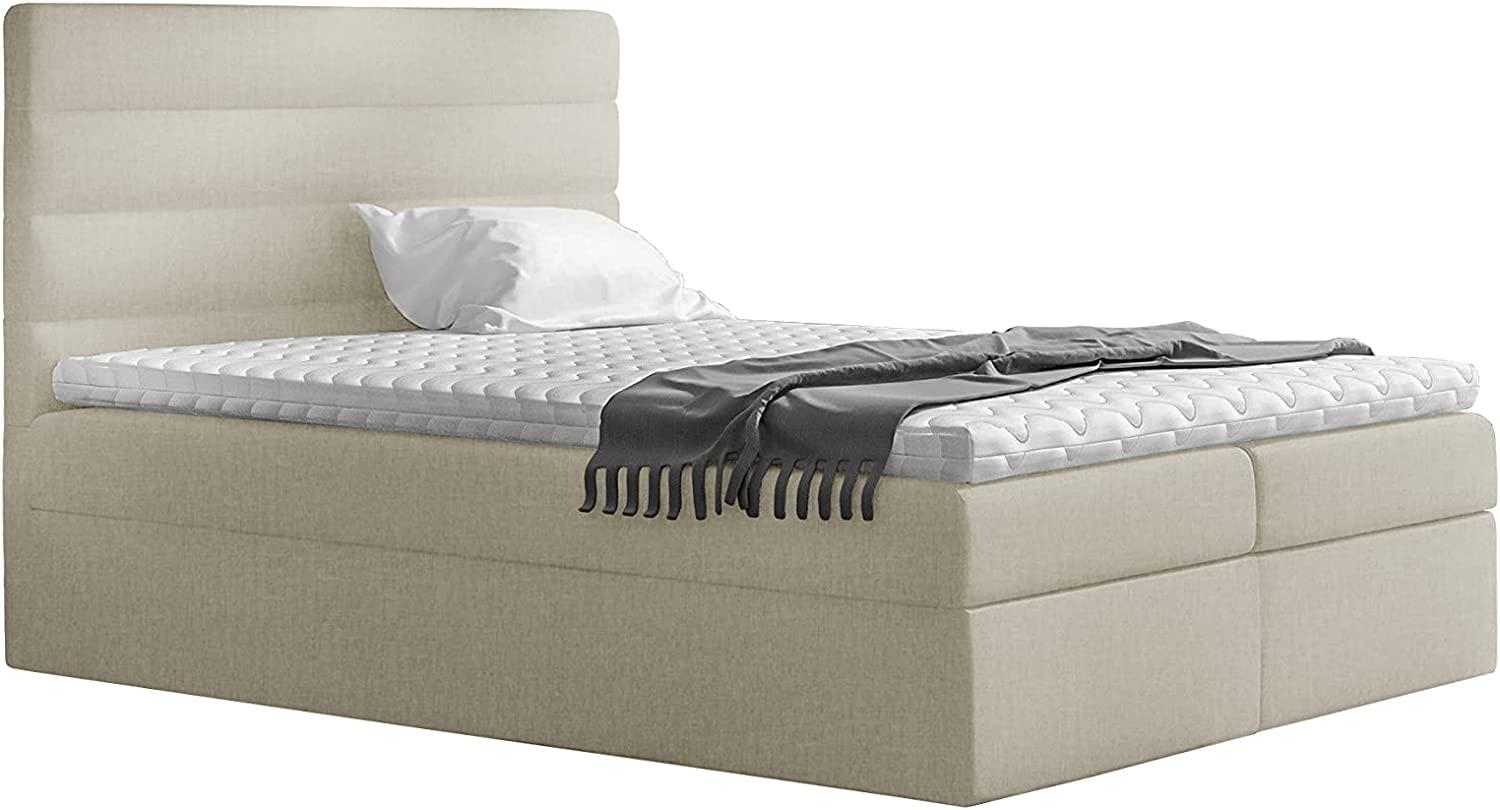 Stylefy 'Adelasia' Boxspringbett Strukturstoff Inari Beige 140 x 200 cm Bild 1