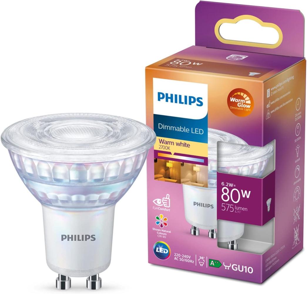 Philips LED-Lampe Spot 6,2W/922-927 (80W) 36° WarmGlow Dimmble GU10 Bild 1
