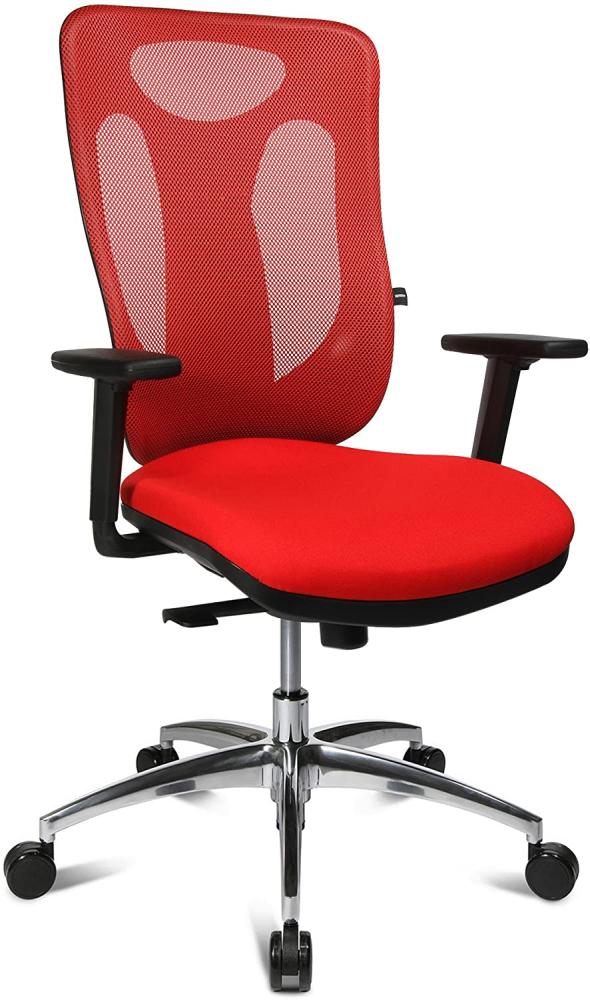 Topstar Sitness Net Pro 100, ergonomischer Bürostuhl, Schreibtischstuhl, Punktsynchronmechanik, inkl. höhenverstellbaren Armlehnen, Stoff, rot Bild 1
