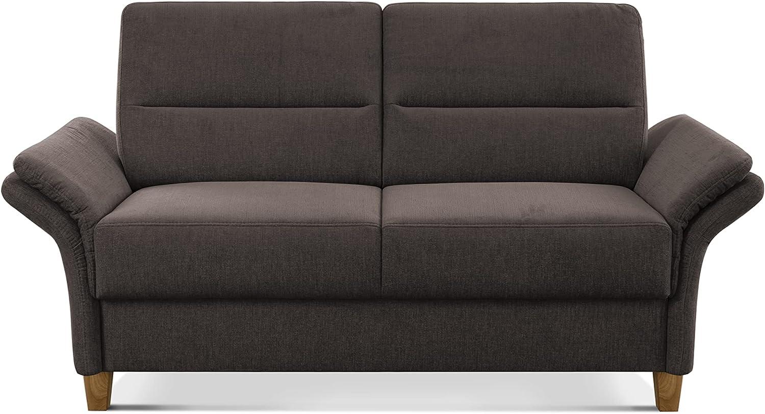 CAVADORE 2er Sofa Wyk / 2-Sitzer-Couch im Landhausstil mit Federkern + Holzfüßen / 166 x 90 x 89 / Chenille, Braun Bild 1
