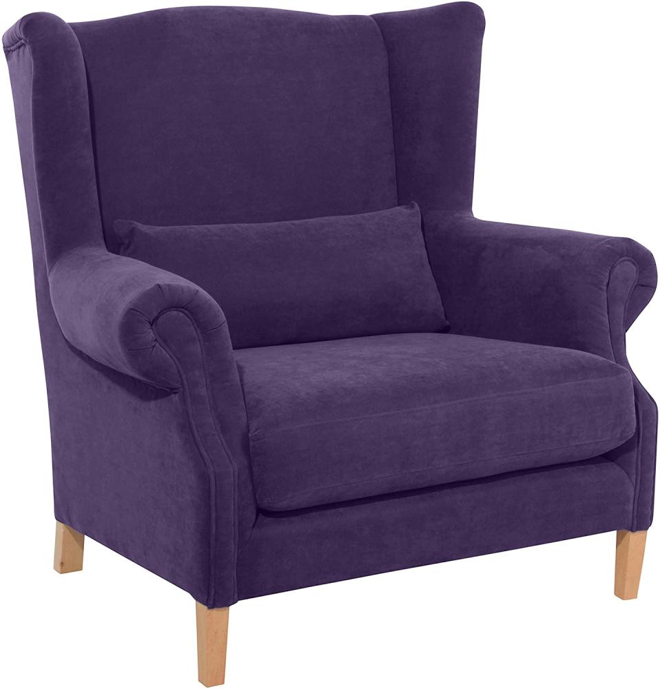 Harvey Big Sessel Veloursstoff Violett Buche Natur Bild 1