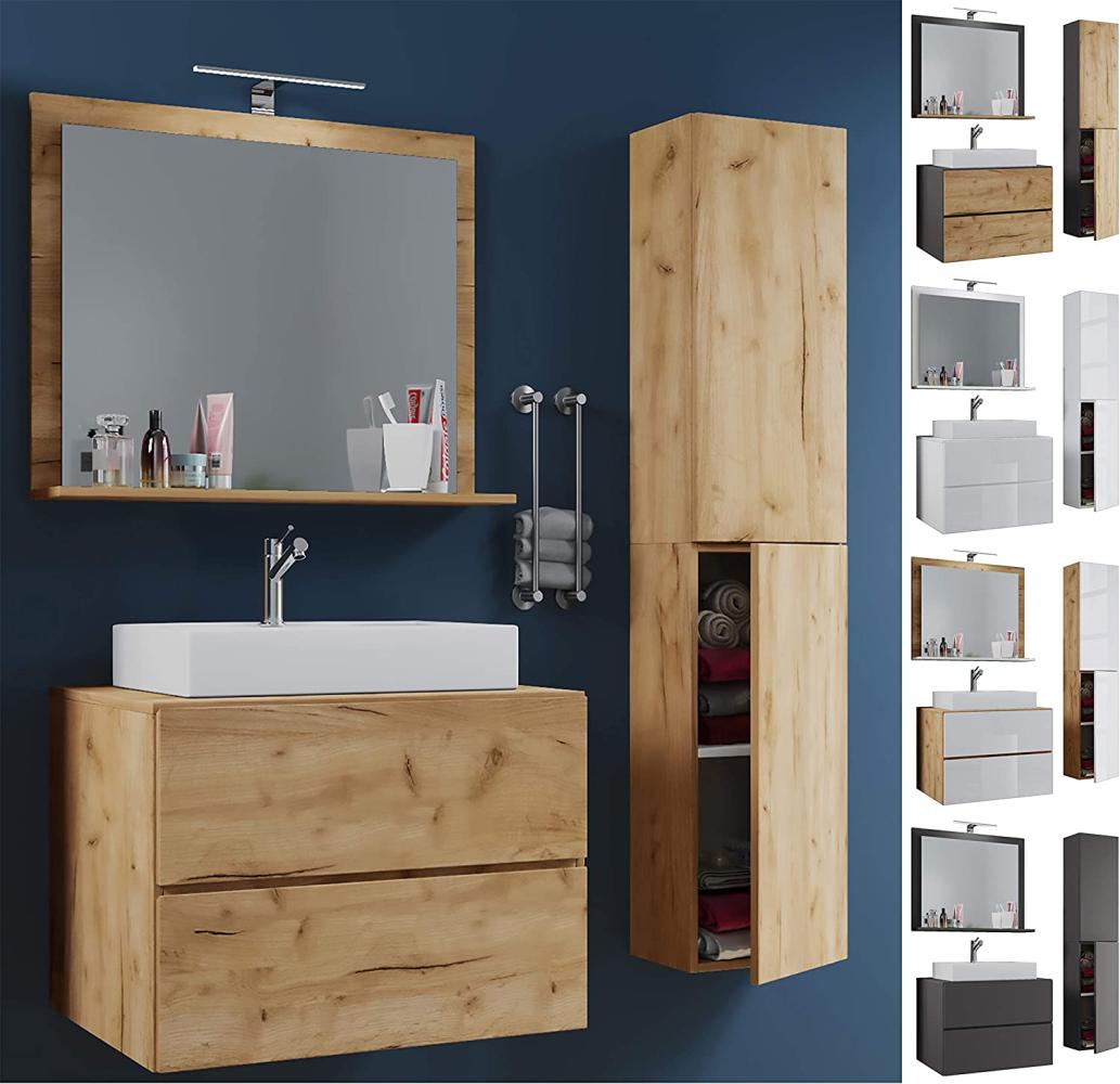 LendasL Bad Möbel Set Waschbecken Unterschrank Wandspiegel Badezimmer Waschtisch Bild 1
