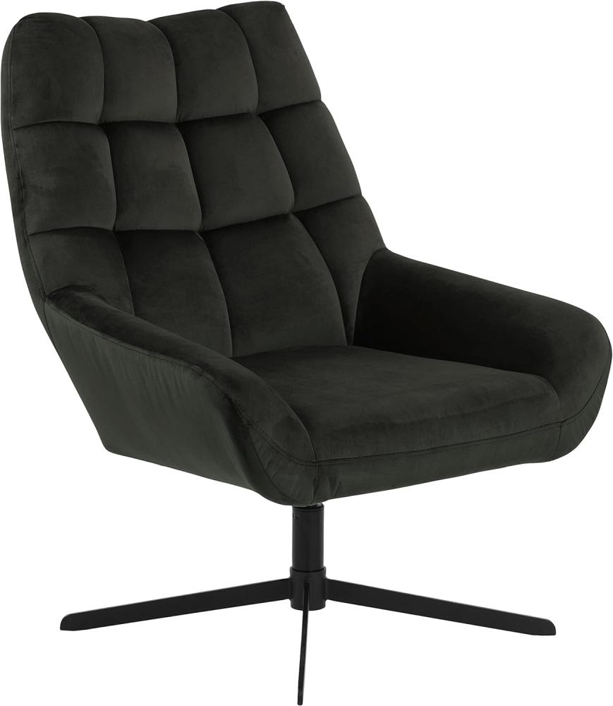 Amazon-Marke: AC Design Furniture Pareesa Lounge Sessel mit Drehfunktion, Bezug in Dunkelgrün und Schwarzen Stahlbeinen, Polstersessel im Modernen Stil, Wohnzimmermöbel, B: 73 x H: 88 x T: 82 cm Bild 1
