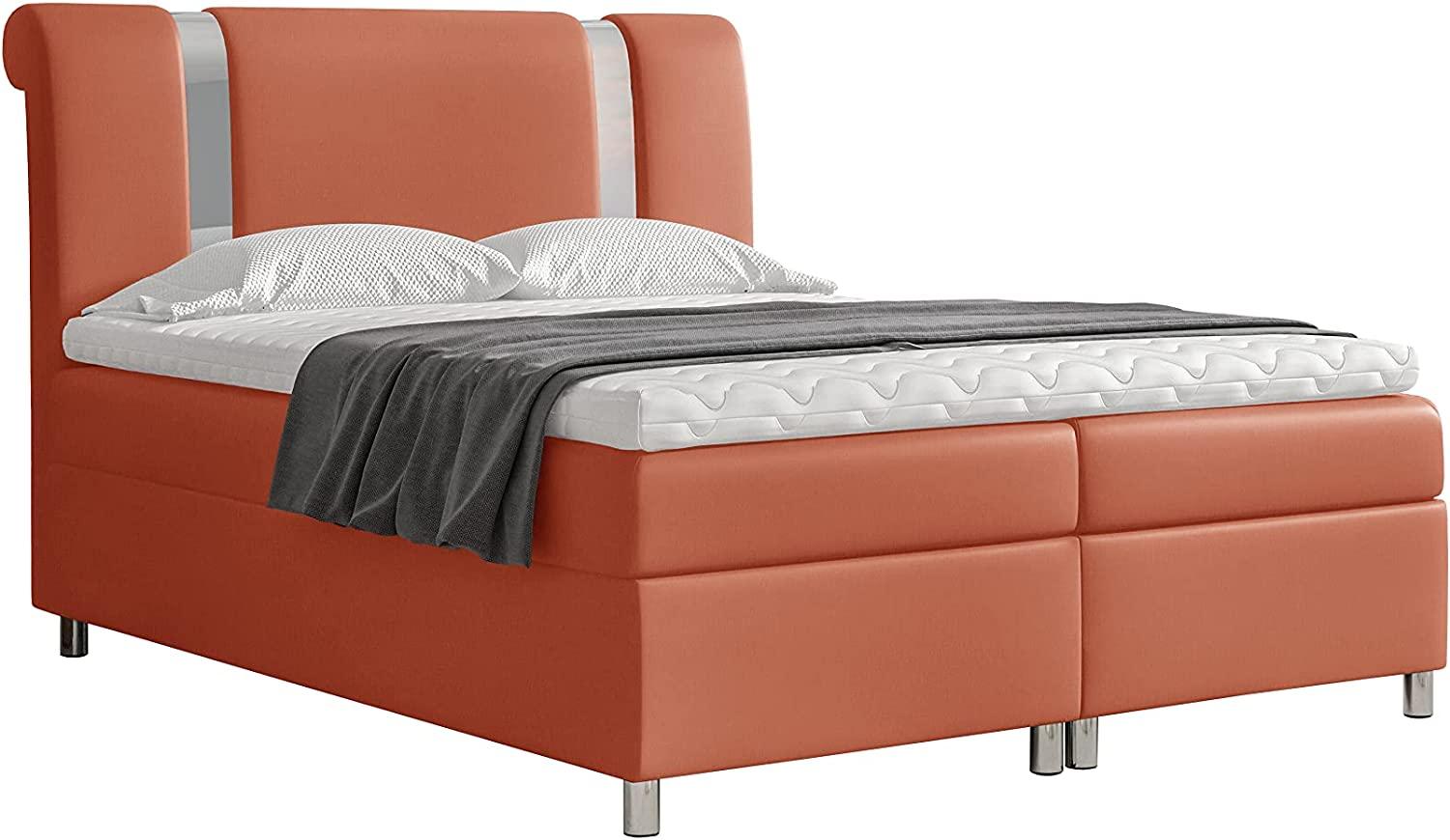 Stylefy 'Asuncion' Boxspringbett Velours Monolith Orange 200 x 200 cm Bild 1