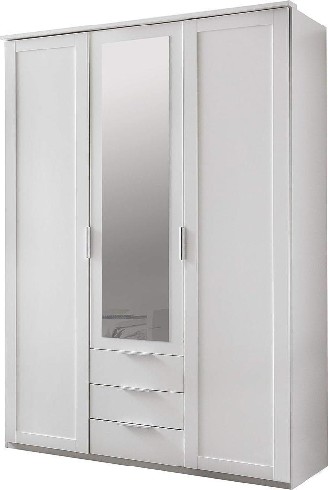 Kleiderschrank 'NADJA' Schrank für Schlafzimmer weiß mit Spiegel 135 cm Bild 1
