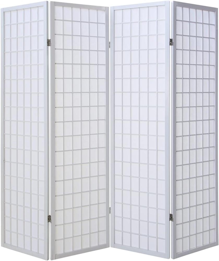 Homestyle4u Paravent Raumteiler 4 teilig, Reispapier Weiß, Höhe 175 cm Bild 1
