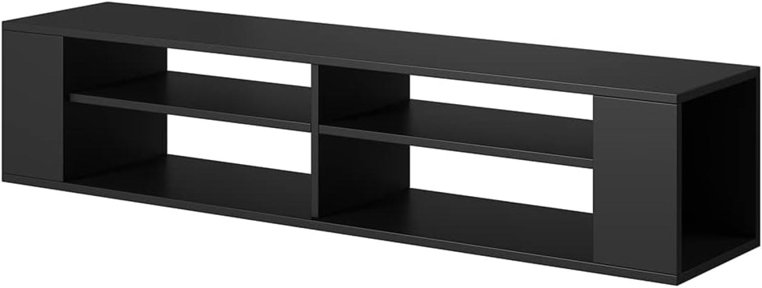 Selsey Weri - TV-Board hängend mit 4 offenen Fächern, minimalistisch, 140 cm breit (Schwarz) Bild 1
