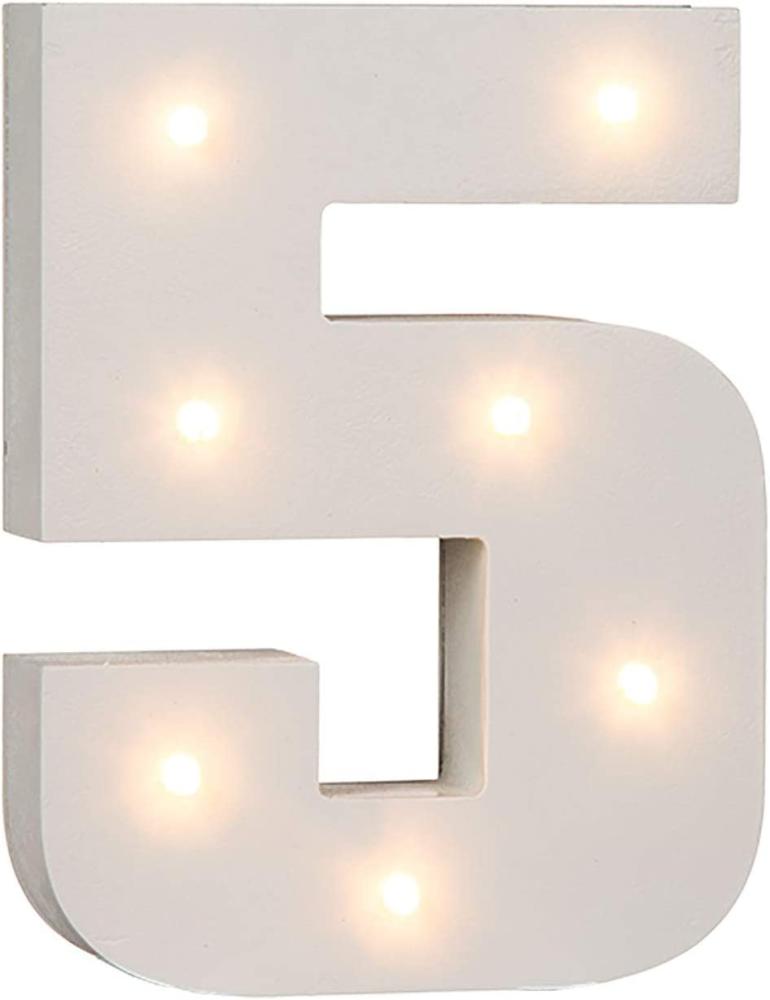 Beleuchtete Holz-Ziffer 5, mit 7 LED Bild 1