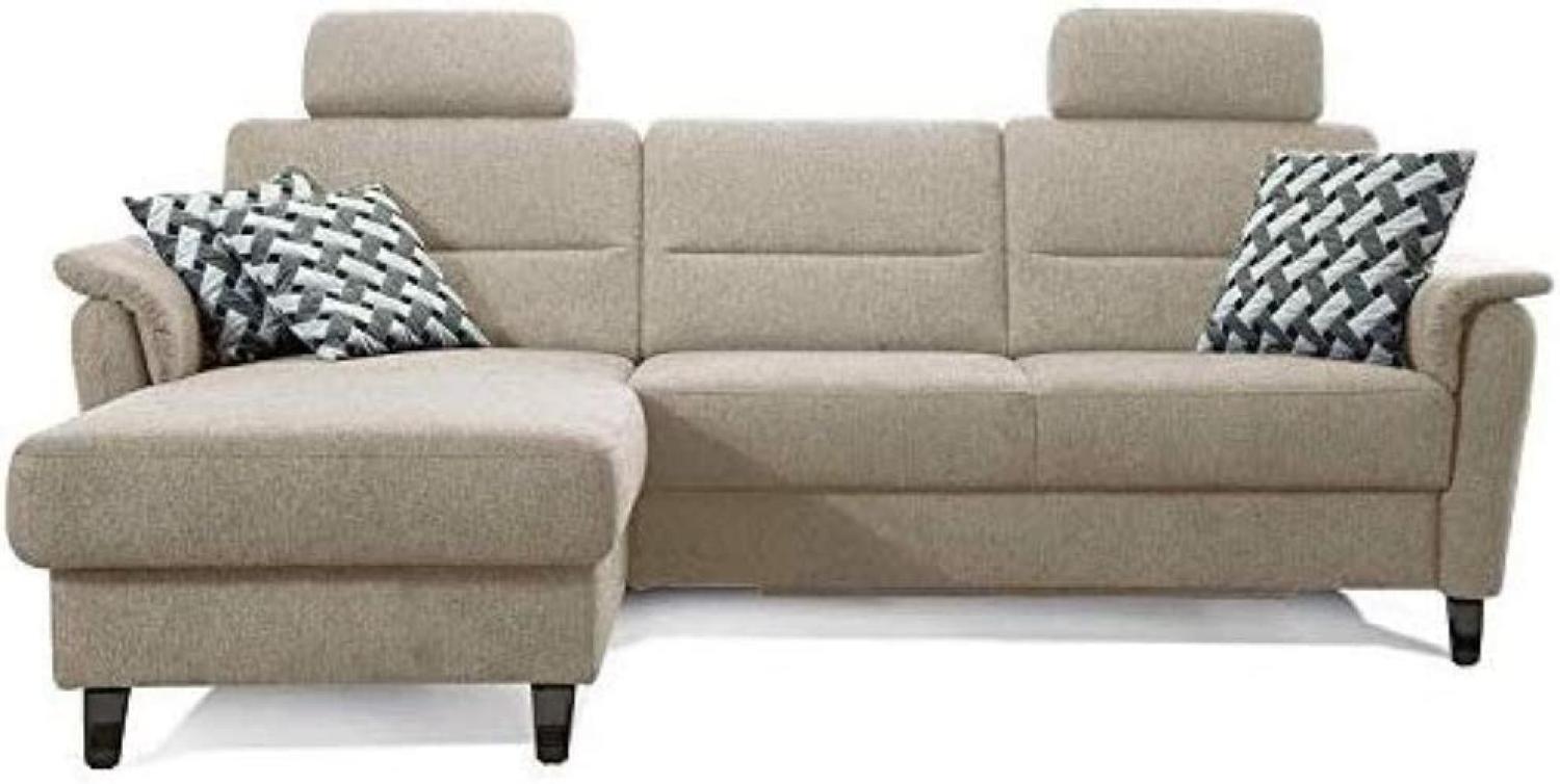 Cavadore Schlafsofa Palera mit Federkern / L-Form Sofa mit Schlaffunktion / 244 x 89 x 164 / Stoff Creme Bild 1