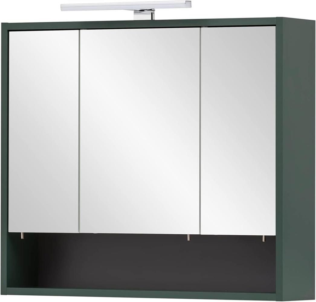 SCHILDMEYER Spiegelschrank Badezimmerschrank Aufbauleuchte Waldgrün 70x64,2x16cm Bild 1