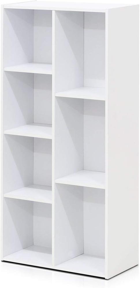 Furinno offenes Bücherregal mit 7 Fächern, Holz, Weiß, 49. 5 x 23. 9 x 105. 9 cm Bild 1