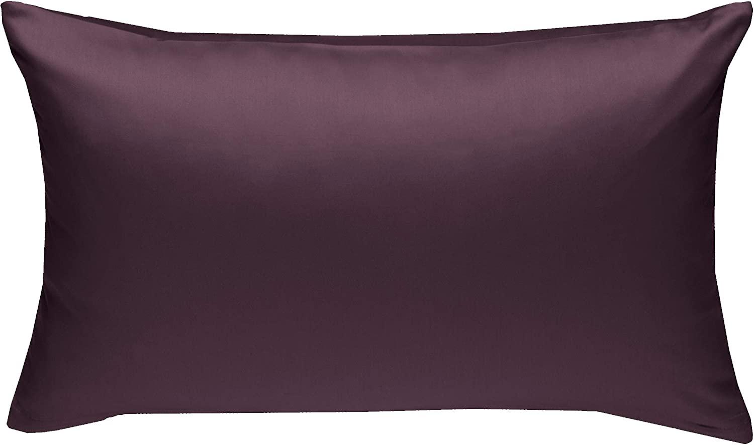 Bettwaesche-mit-Stil Mako-Satin / Baumwollsatin Bettwäsche uni / einfarbig brombeer Kissenbezug 40x60 cm Bild 1