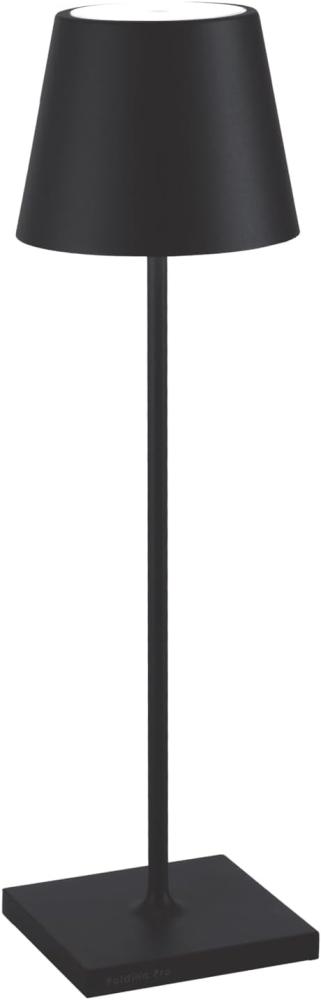 Zafferano Poldina Pro Black Limited Edition Kabellose LED-Tischlampe Wiederaufladbar Touch-Dimmer - Kabelloses Aufladen, IP65 Innen/Außeneinsatz, Lange Lebensdauer, Aluminium, H38cm - Schwarz Bild 1