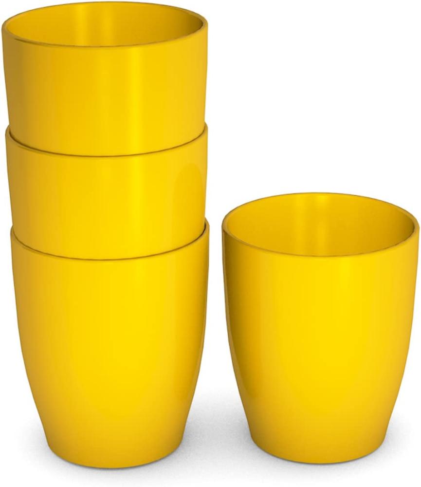 Ornamin Kinderbecher 120 ml gelb, 4er-Set Trinklernbecher, liegt sicher und gut greifbar in der Kinderhand Melamin, BPA-frei Kindertasse, Trinkbecher, Kunststoffbecher Bild 1
