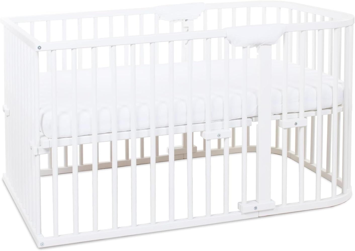babybay Kinderbett-Set weiß lackiert Maxi Comfort Plus, Matratze Klima extraluftig + Umbausatzmatrat Bild 1
