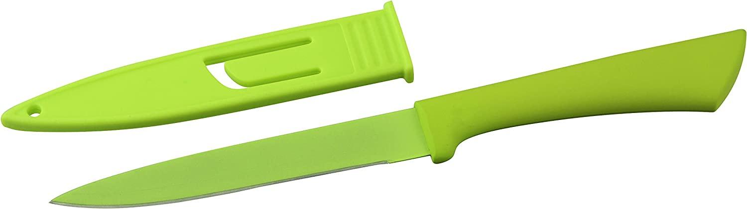Fackelmann NIROSTA Universalmesser HAPPY, Küchenmesser mit Edelstahlklinge, Gemüsemesser mit Klingenschutz (Farbe: Grün), Menge: 1 Stück Bild 1
