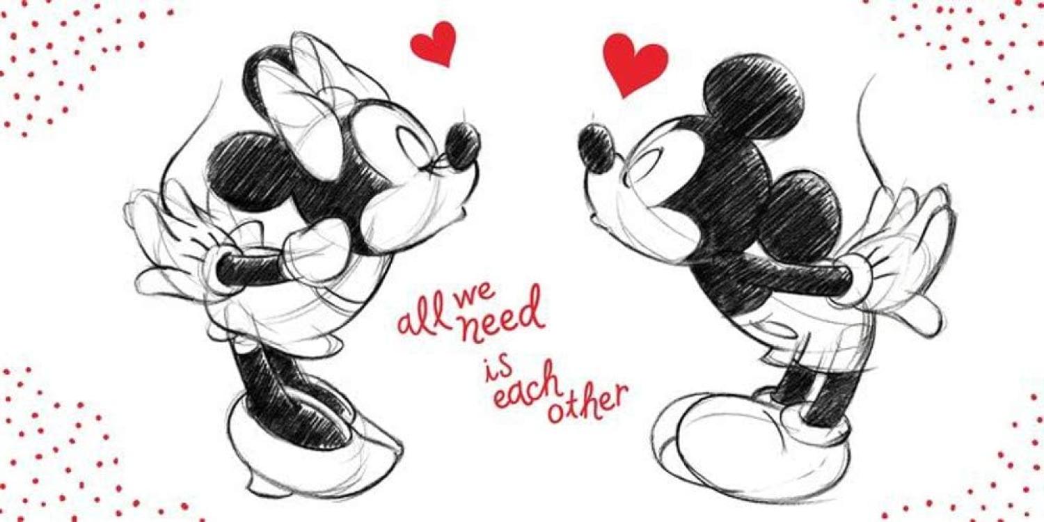 Minnie & Mickey in Love Duschtuch Strandtuch Badetuch 70 x 140 cm Bild 1