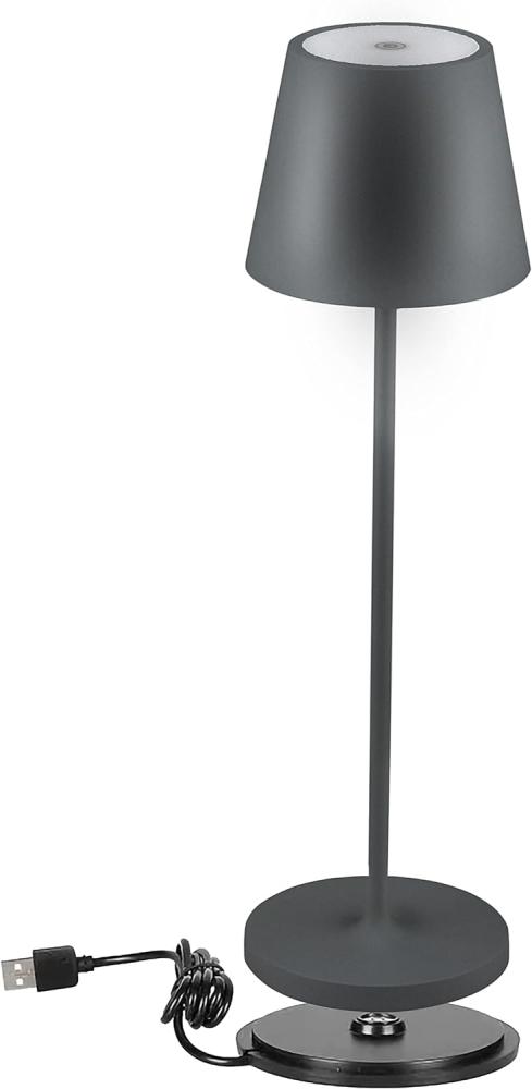 V-TAC Dimmbare LED-Tischlampe Kabellos mit Touch-Bedienung Wiederaufladbar Grau Lampe für den Innen und Draußen - Außenbereich IP54 - Hause Restaurant - 4400-mAh-Akku - Warmweiß 3000K - 2W, (VT-7522) Bild 1