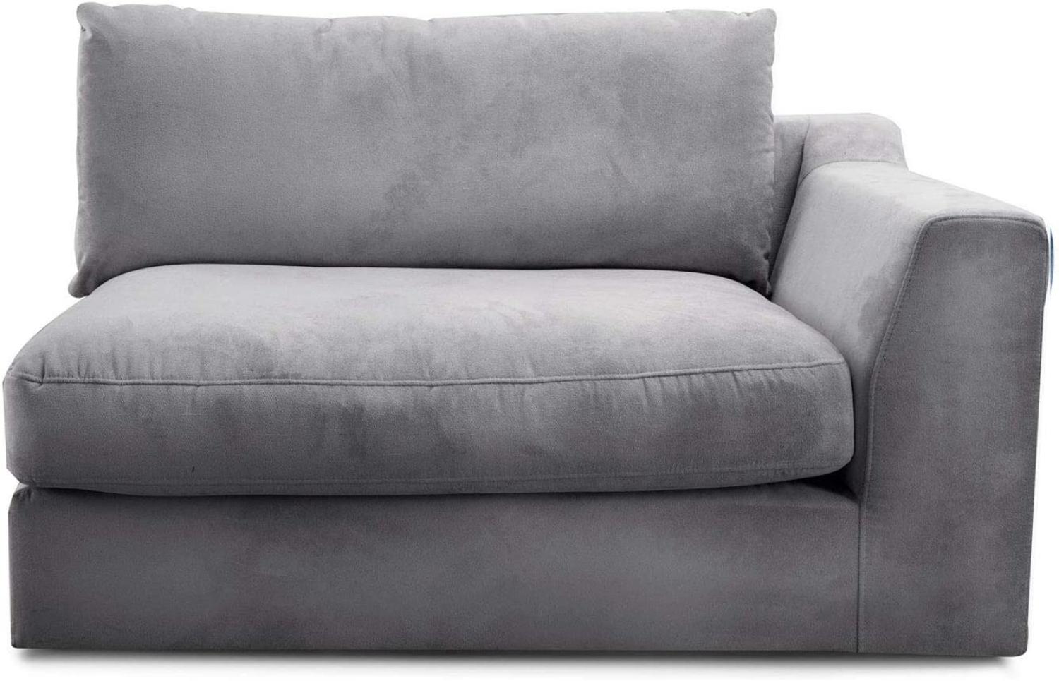 CAVADORE Sofa-Modul "Fiona"mit Armteil rechts / individuell kombinierbar als Ecksofa, Big Sofa oder Wohnlandschaft / 138 x 90 x 112 / Webstoff silbergrau Bild 1