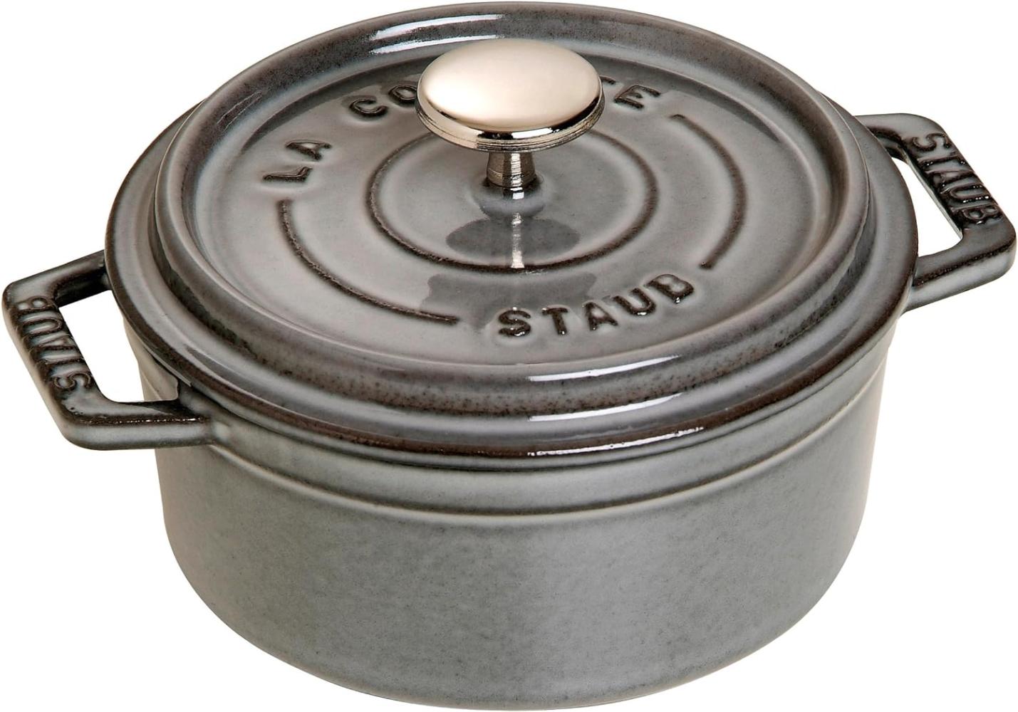 STAUB Gusseisen Mini Cocotte, Rund 12 cm, 0,25 L, Aromaregen Funktion, Für alle Herdarten geeignet, Graphitgrau Bild 1