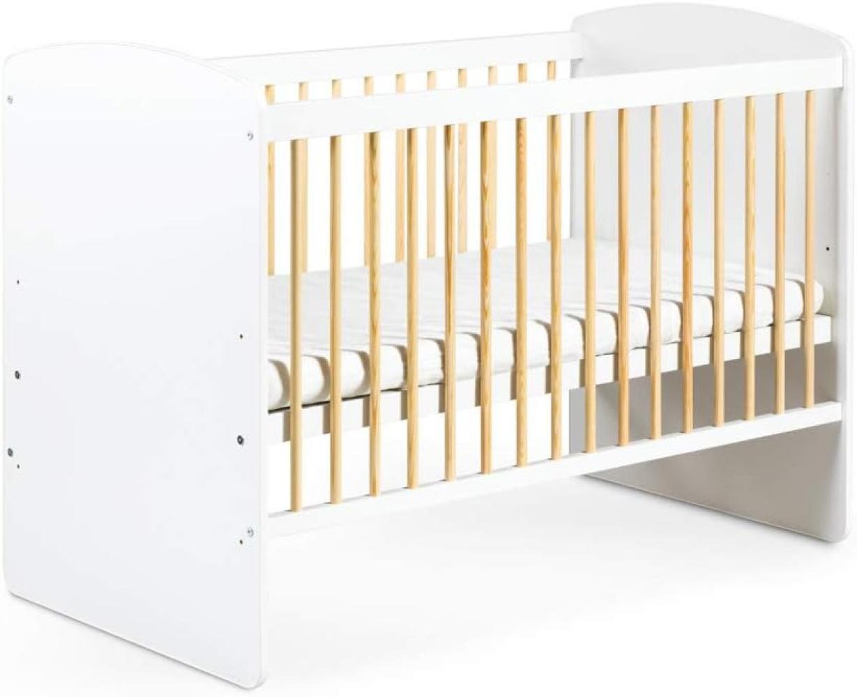 Babybett Kinderbett Gitterbett 60x120 mit Schublade höhenverstellbar & herausnehmbare Sprossen | sehr stabil maximale Sicherheit Made in Europe Bild 1