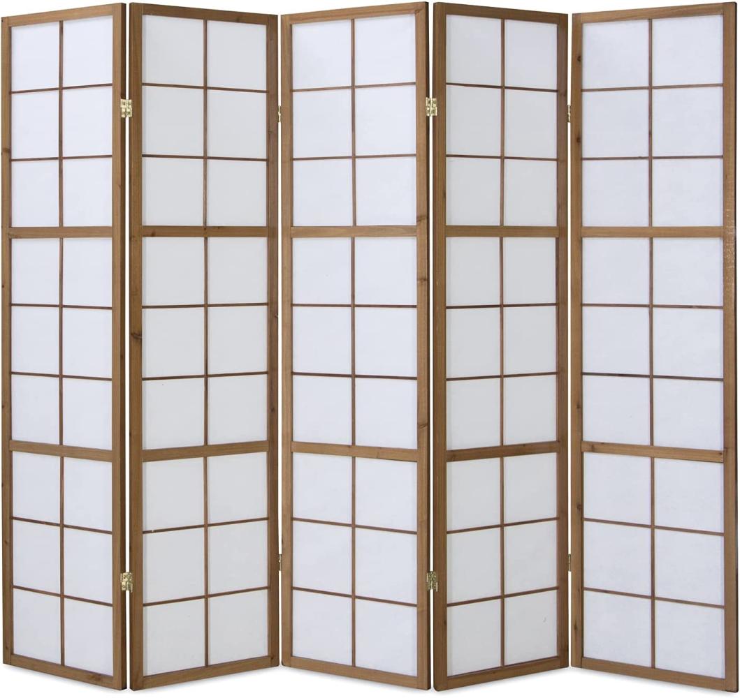 5fach Holz Paravent Raumteiler Shoji Wand braun Bild 1