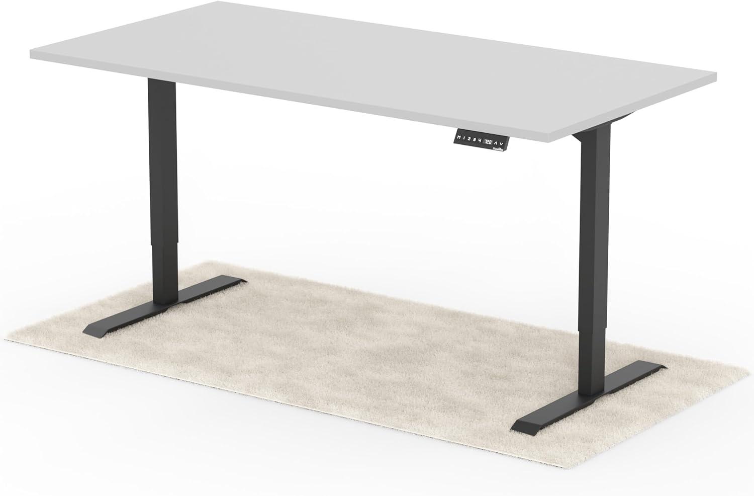 elektrisch höhenverstellbarer Schreibtisch DESK 180 x 90 cm - Gestell Schwarz, Platte Grau Bild 1